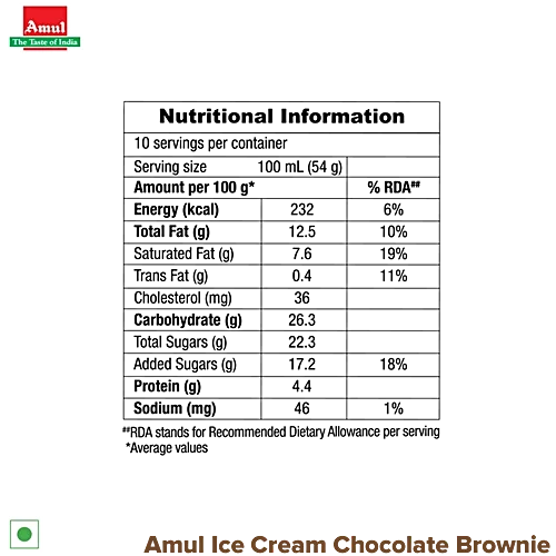 Amul Ice Cream - Chocolate Brownie, 1 L Tub - Image 6