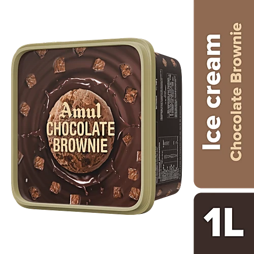 Amul Ice Cream - Chocolate Brownie, 1 L Tub - Image 2