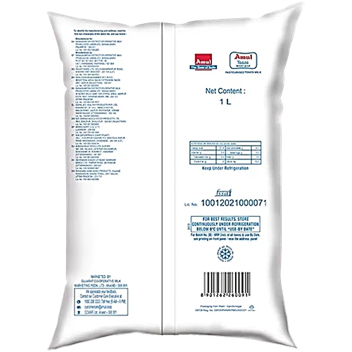 Amul Taaza Milk, 1 L Pouch - Image 3