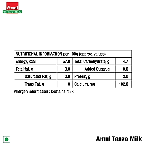 Amul Taaza Milk, 1 L Pouch - Image 4